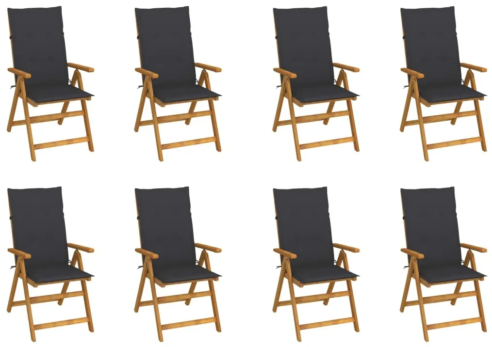 vidaXL Tuinstoelen 8 st inklapbaar met kussens massief acaciahout