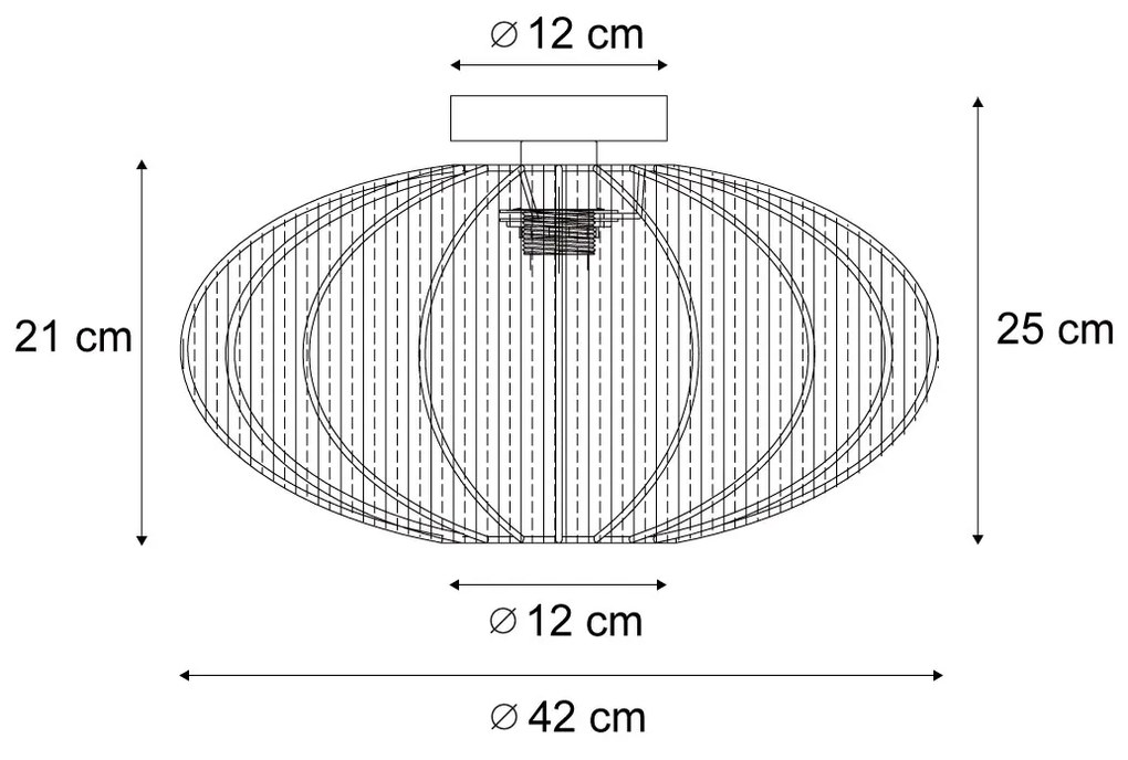 Japandi plafondlamp beige met stoffen kap - Bida Design E27 Scandinavisch rond Binnenverlichting Lamp