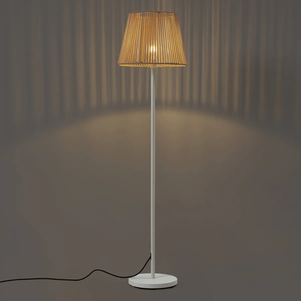 Buiten vloerlamp wit met kap beige touw IP44 - Virginia Jayla