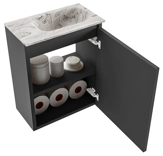 Mondiaz Ture DLux toiletmeubel 40cm dark grey met wastafel glace rechts met kraangat