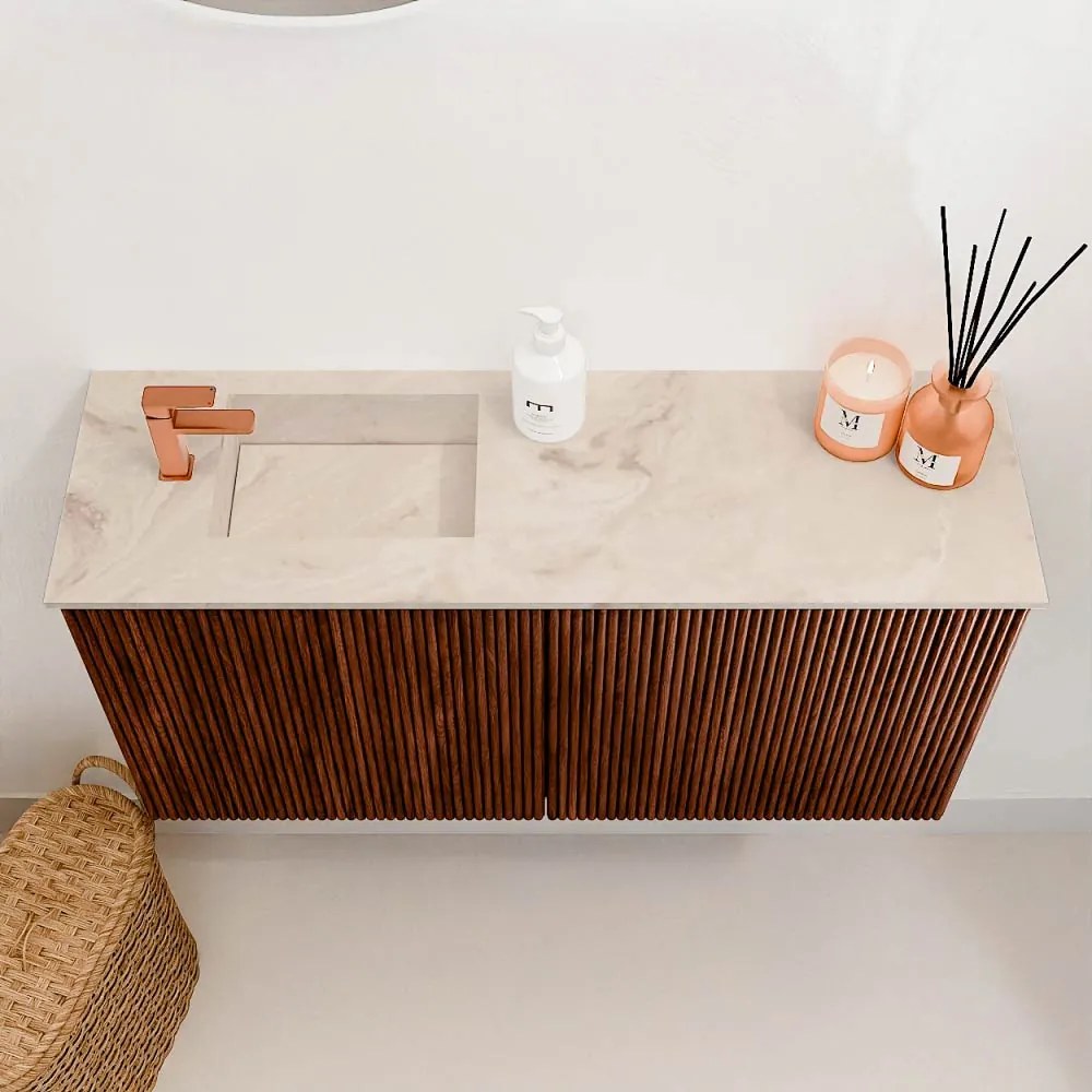 Mondiaz Joya DLux 80cm toiletmeubel ruby met wastafel faye links 1 kraangat frappe