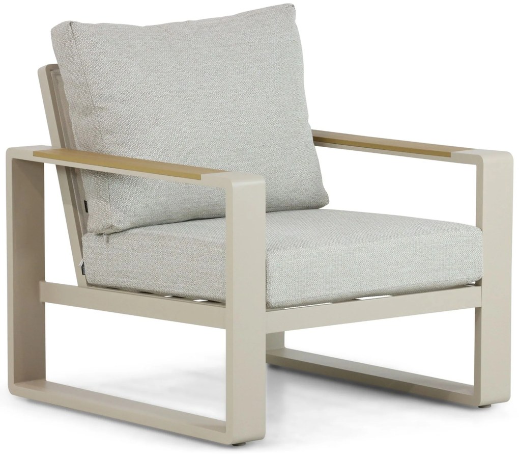 Stoel en Bank Loungeset 5 personen Aluminium/Polywood (teakfinish) Taupe  Lifestyle Garden Furniture Lezo