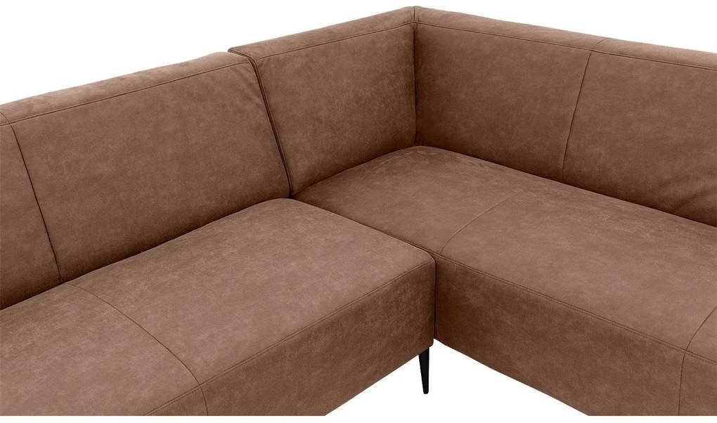 Goossens Key West bruin, micro leer, 3-zits, modern design met ligelement rechts