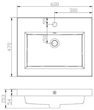 Lambini Designs Como wastafel mineraalmarmer 60cm met kraangat wit glans