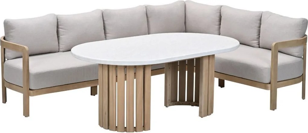 Garden Impressions Sirocco lounge dining set 3-delig rechts - acacia - grey sand