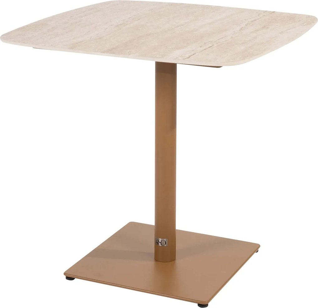 4 Seasons Outdoor Vermont eettafel amber met keramisch tafelblad 75 x 75 cm SALE Tuintafel   beige weerbestendig