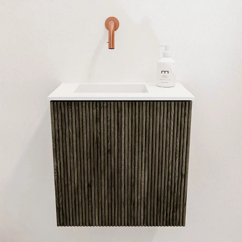 Mondiaz Joya 40cm toiletmeubel shadow met wastafel faye links zonder kraangat talc