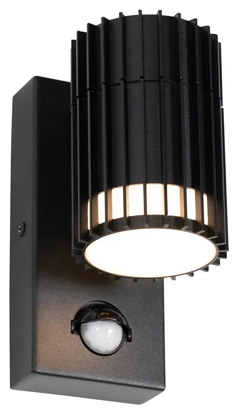Design buiten wandlamp met bewegingsmelder zwart met bewegingssensor IP44 - Boris Design GU10 IP44 Buitenverlichting rond
