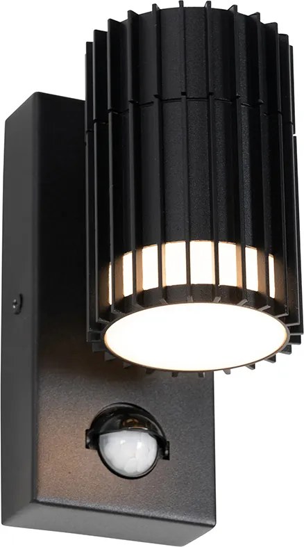Design buiten wandlamp zwart met bewegingssensor IP44 - Boris