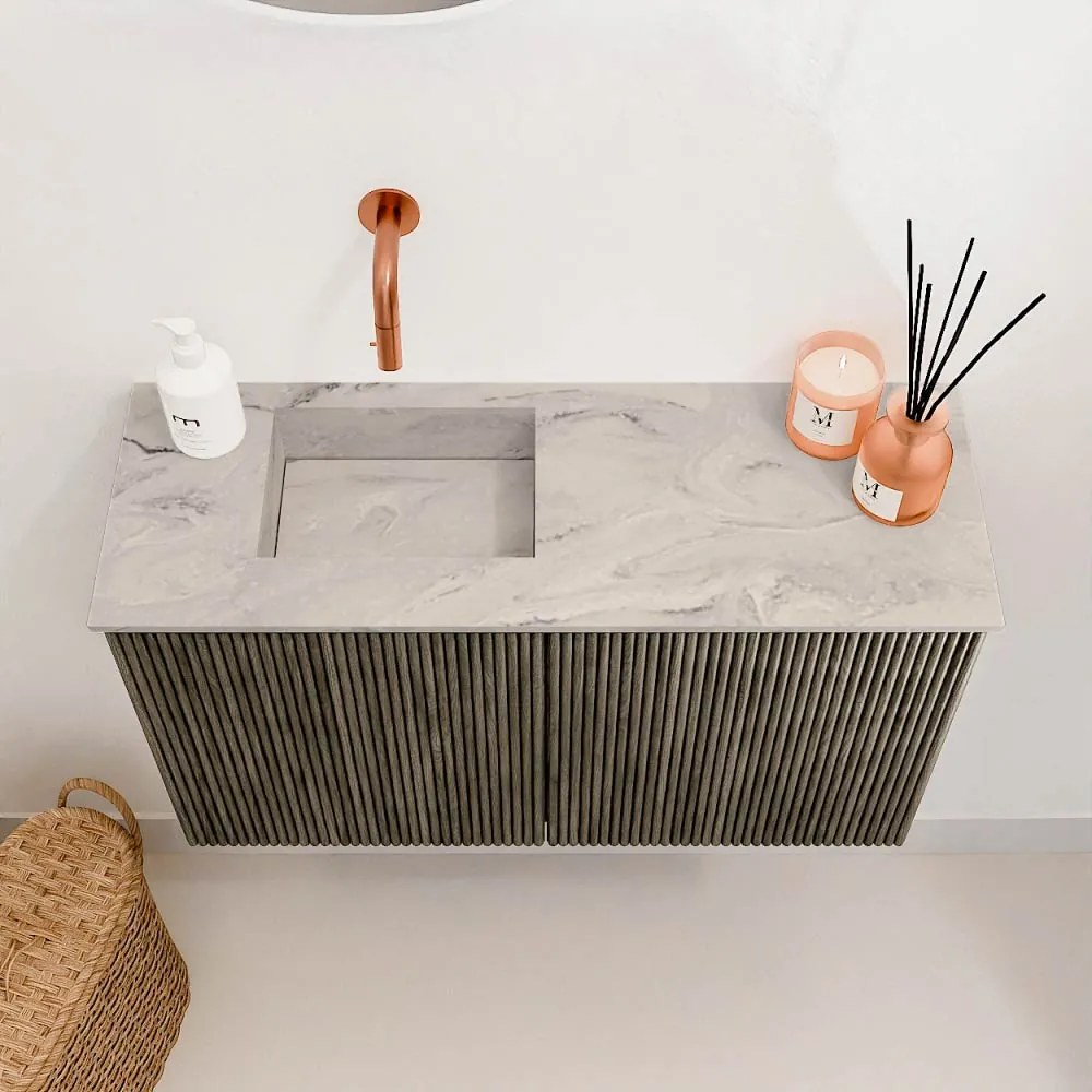 Mondiaz Joya DLux 70cm toiletmeubel shadow met wastafel faye links zonder kraangat glace