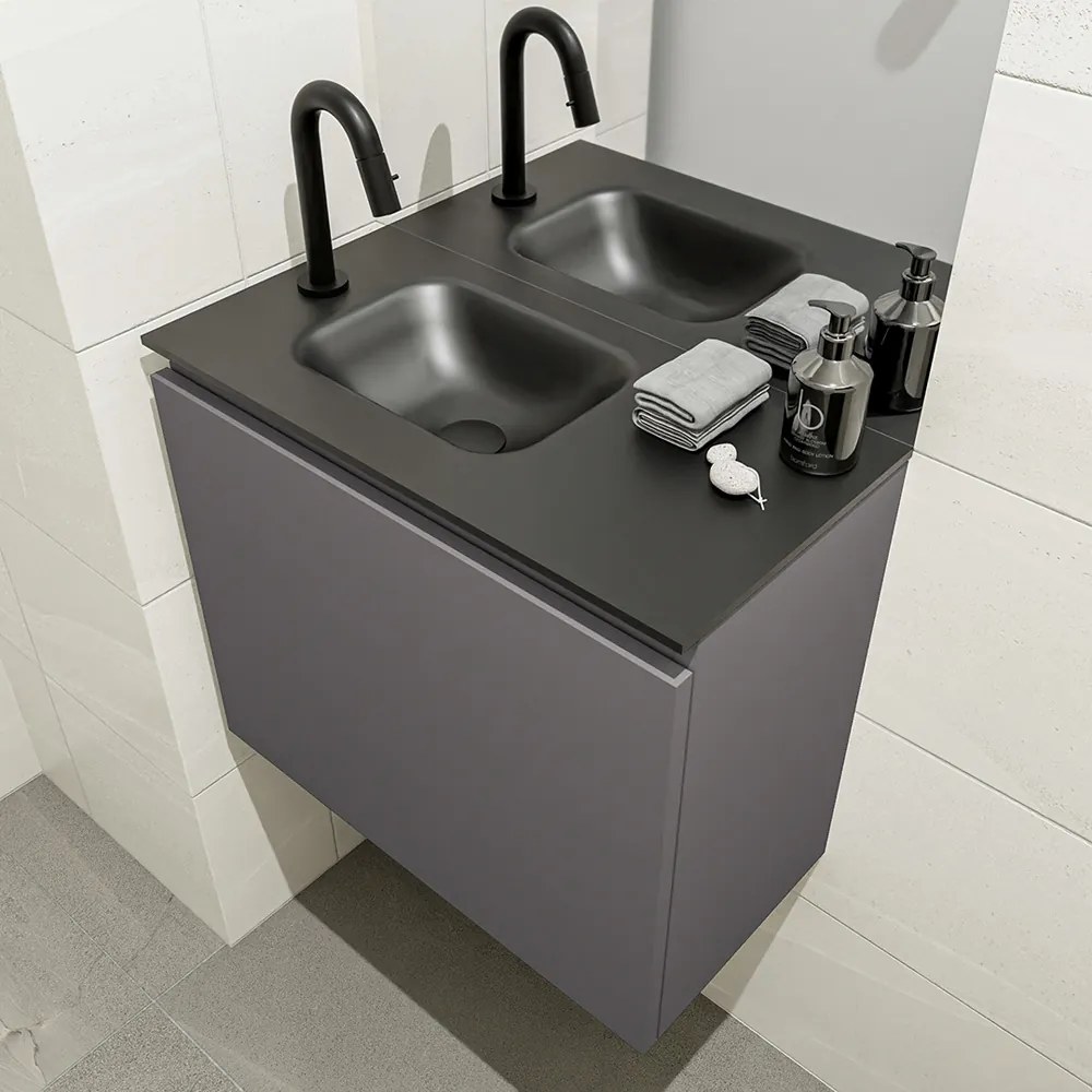 Mondiaz Olan 60cm toiletmeubel dark grey met wastafel urban links 1 kraangat