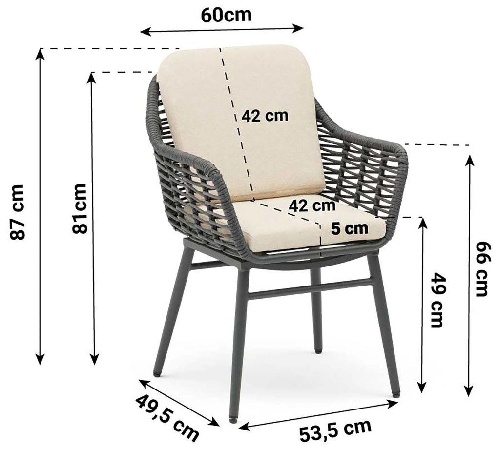Tuinstoel Aluminium/rope Grijs-antraciet Coco Antoni