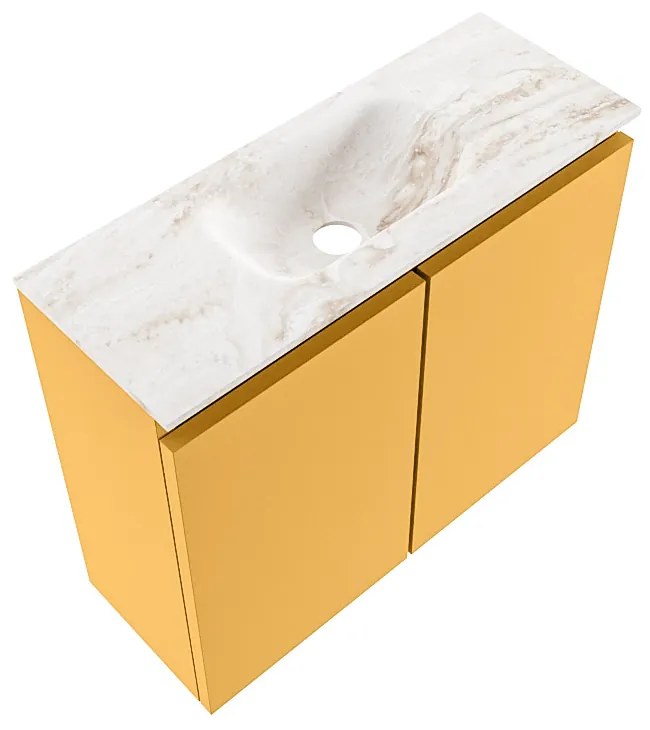 Mondiaz Ture DLux toiletmeubel 60cm ocher met wastafel frappe midden zonder kraangat