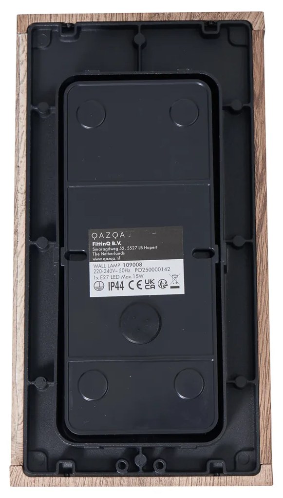 Industriële wandlamp hout print 26 cm IP44 - Charlois