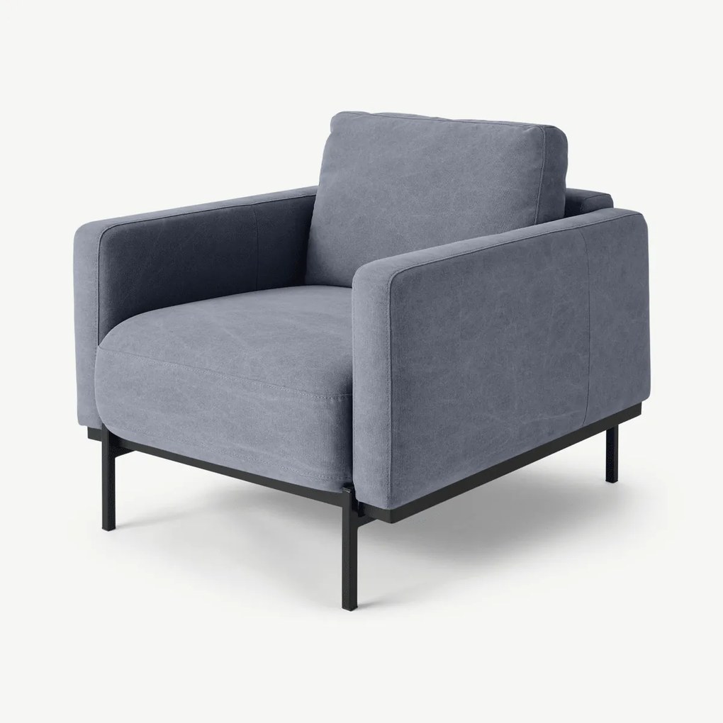 Jarrod fauteuil, gewassen blauw katoen