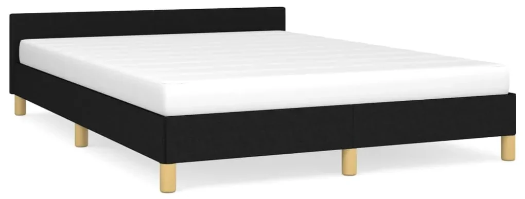vidaXL Bedframe met hoofdeinde stof zwart 140x190 cm