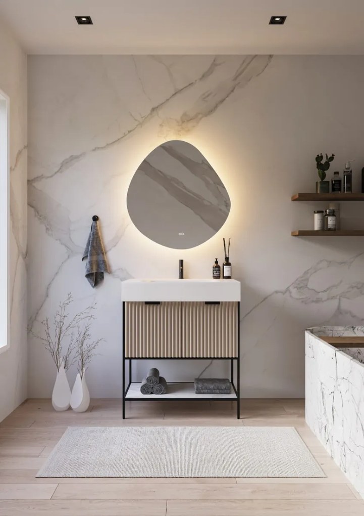 Hipp Design 20000 spiegel organisch rond 100x105cm met verlichting en verwarming