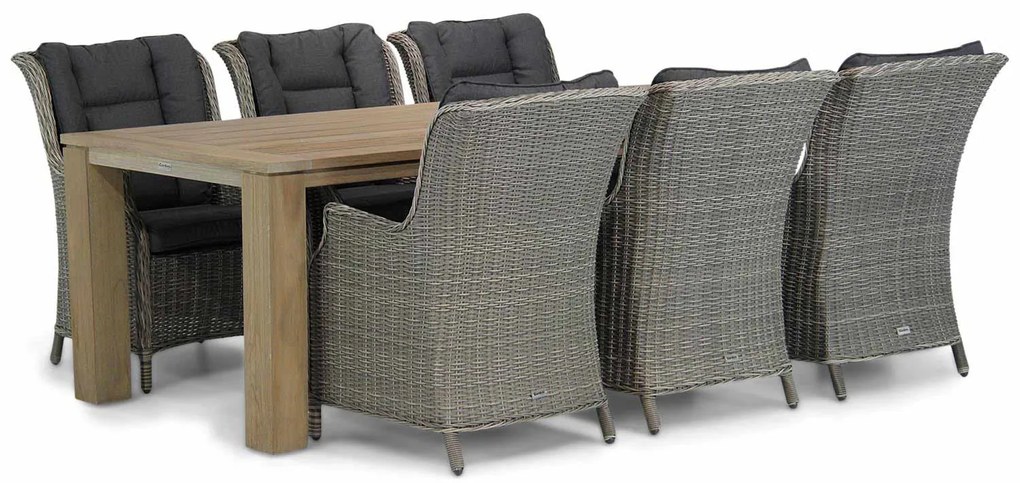 Tuinset 6 personen 240 cm Wicker Grijs Garden Collections Aberdeen/Brighton