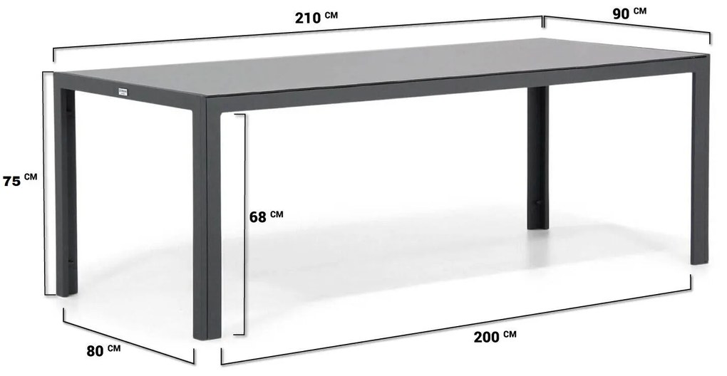Tuinset 6 personen 210 cm Aluminium Grijs Lifestyle Garden Furniture Amarilla/Mondello