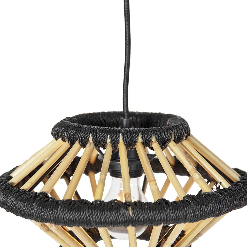 Eettafel / Eetkamer Oosterse hanglamp bamboe met zwart langwerpig 3-lichts - EvalinOosters E27 rond Binnenverlichting Lamp