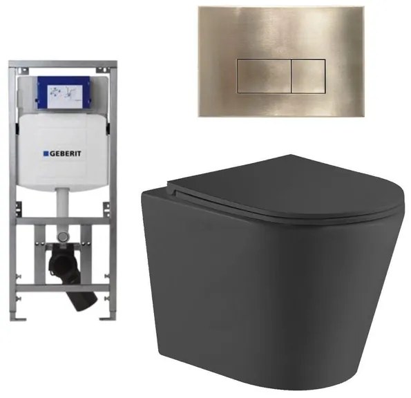 QeramiQ Dely Toiletset - 36.3x51.7cm - diepspoel - rimless - Geberit UP320 inbouwreservoir - met Burda frame - softclose toiletzitting - bedieningsplaat - rechtehoekige knoppen - SW1026253/0701131/SW706201/SW1000768