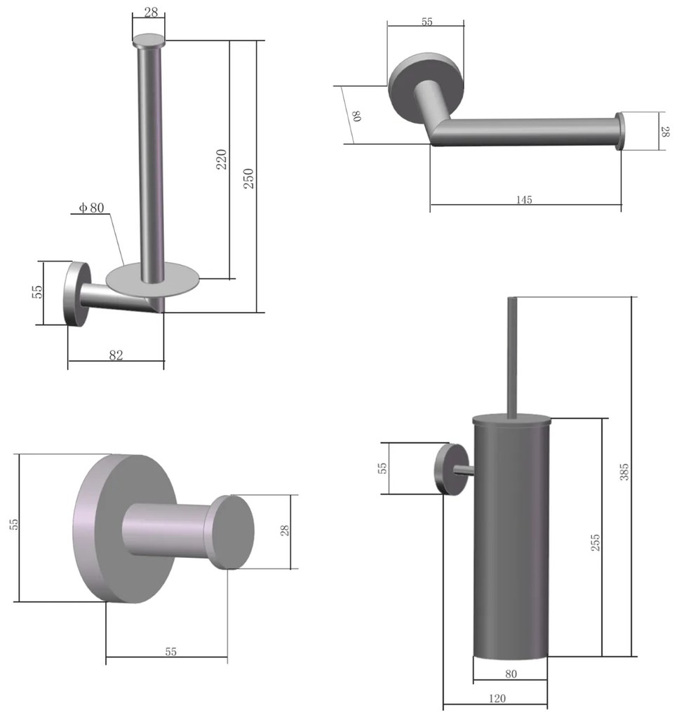 Saniclear Antique toilet accessoiresset 4-delig verouderd messing