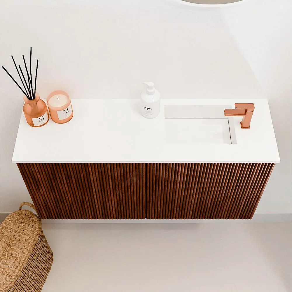 Mondiaz Joya 80cm toiletmeubel ruby met wastafel faye rechts 1 kraangat talc