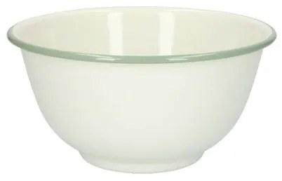 Schaal, emaille, groengrijs/wit,Ø 17 cm