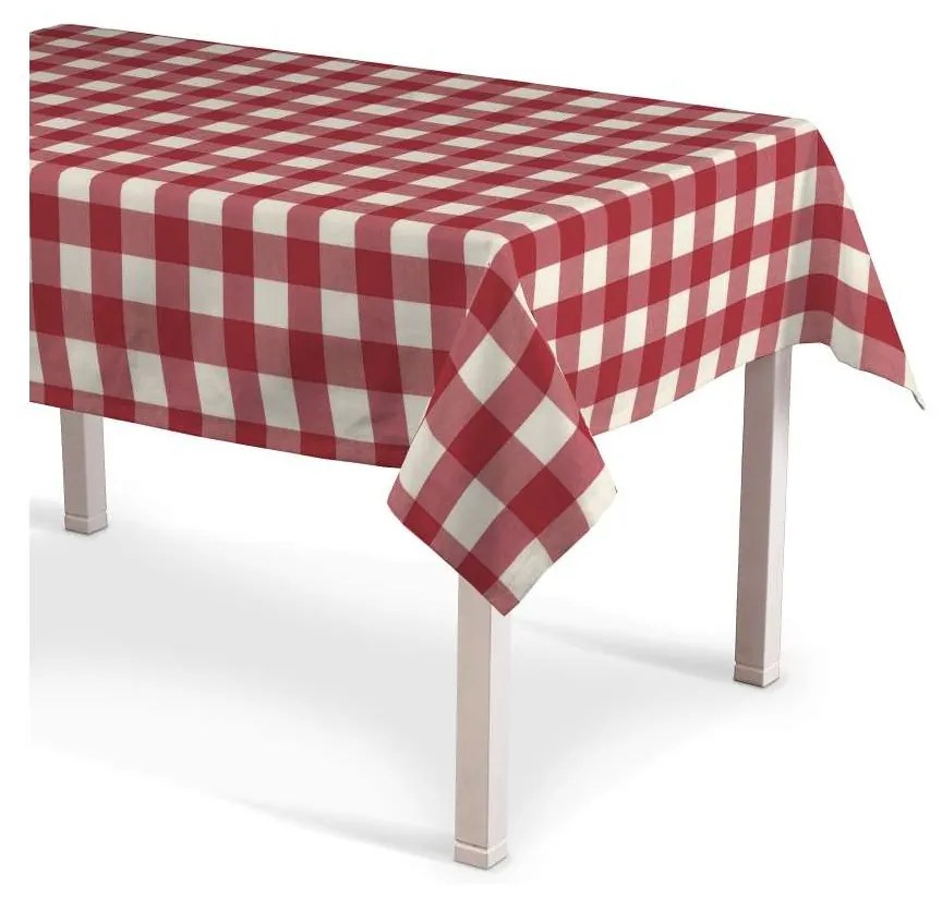 Dekoria Rechthoekig tafelkleed collectie Quadro wit-rood ruit 130 × 280 cm