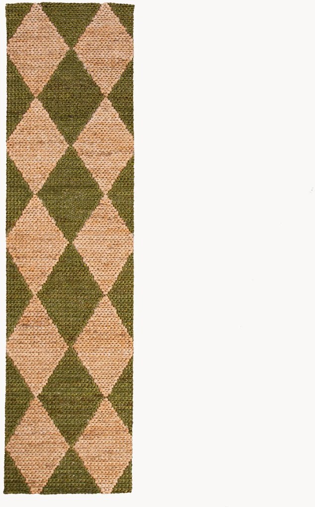 Handgeweven laagpolige jute loper Effie Diamond