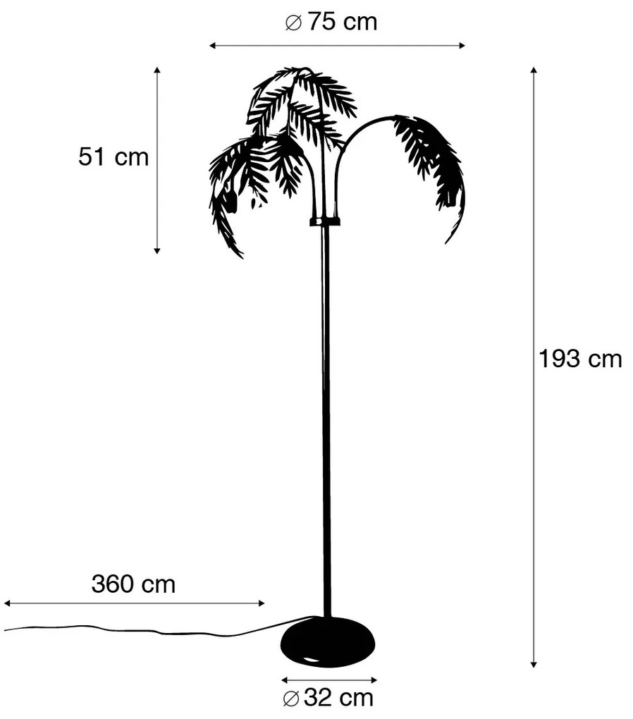 Vintage vloerlamp goud 193 cm 3-lichts - Botanica Landelijk E14 Binnenverlichting Lamp