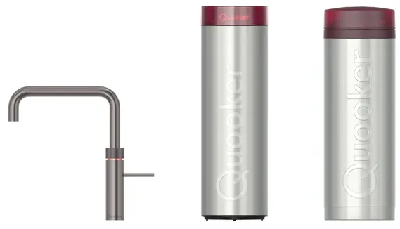 Quooker Fusion Square kokendwaterkraan - draaibare uitloop - PRO3 incl. Cube reservoir - Warm / kokend / bruisend / gefilterd water - Gunmetal 3FSGME-CUBE