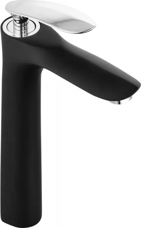 Mexen Lily hoge wastafelkraan, zwart/chroom - 73610-17