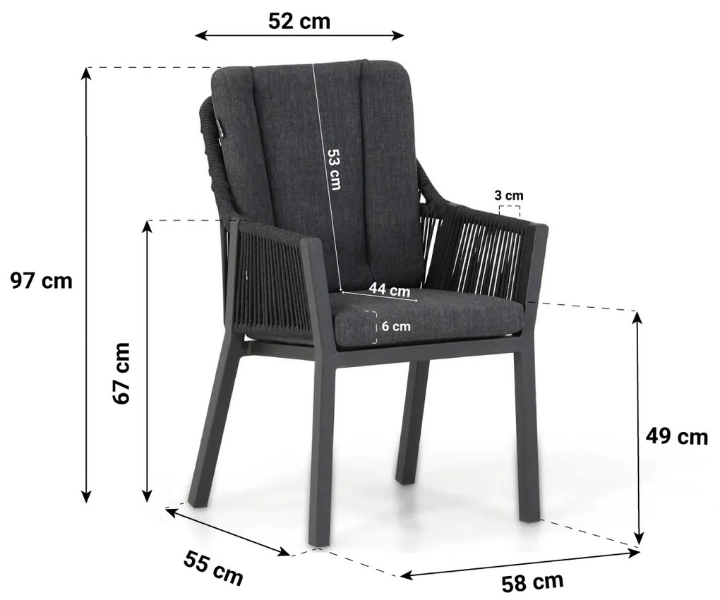 Tuinset 6 personen 220 cm Rope Grijs Lifestyle Garden Furniture Verona/Concept