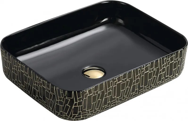 Mexen Lorita bovenbouw wastafel 51 x 39 cm, zwart/goud - 22135163