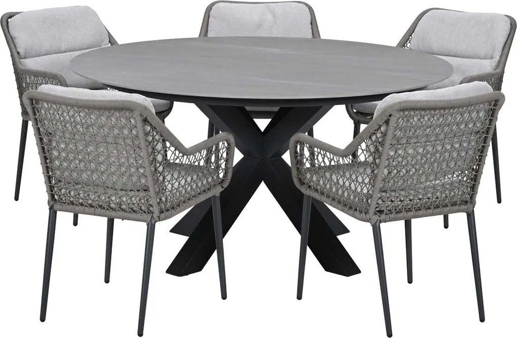 Garden Impressions Pemba tuinset 6-delig - Duuk tuintafel Ø150 cm
