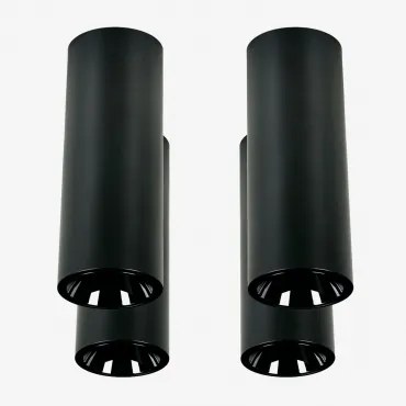 Pack Van 4 Ronde Led-opbouwplafondlampen Ø7,2 Cm Voor Buiten In Aluminium Luisiana Warm Wit 2700k & Zwart & 38º & 11 W - Sklum
