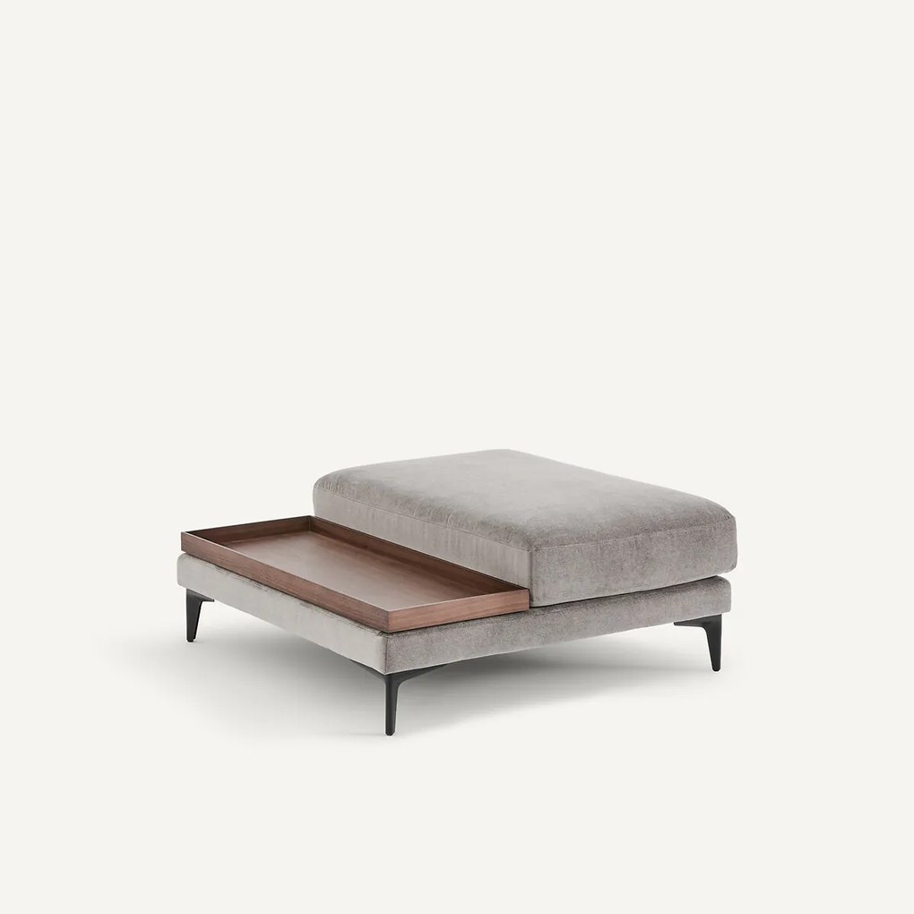 Voetensteun met dienblad, in stonewashed fluweel, MODERNISTE, ontwerp Emmanuel Gallina