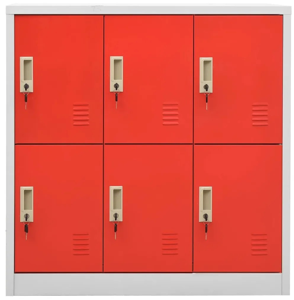 vidaXL Lockerkast 90x45x92,5 cm staal lichtgrijs en rood