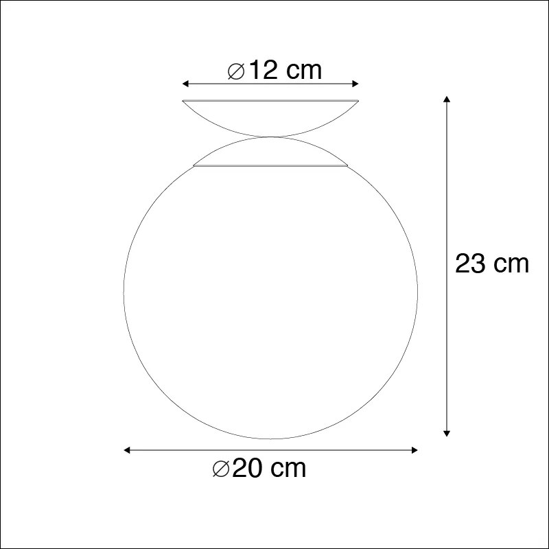 Art deco plafondlamp messing met zwart glas - Pallon