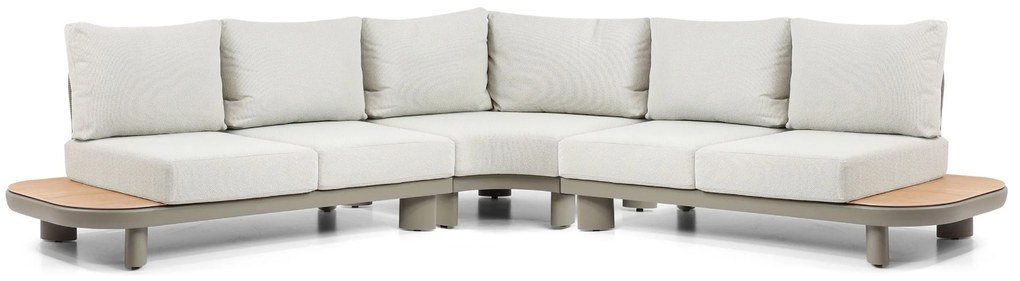 Hoek loungeset 5 personen Aluminium/Rope /Teak Taupe Santika Furniture Santika