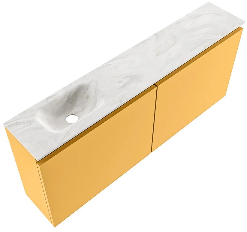 Mondiaz Ture DLux toiletmeubel 120cm ocher met wastafel ostra links zonder kraangat