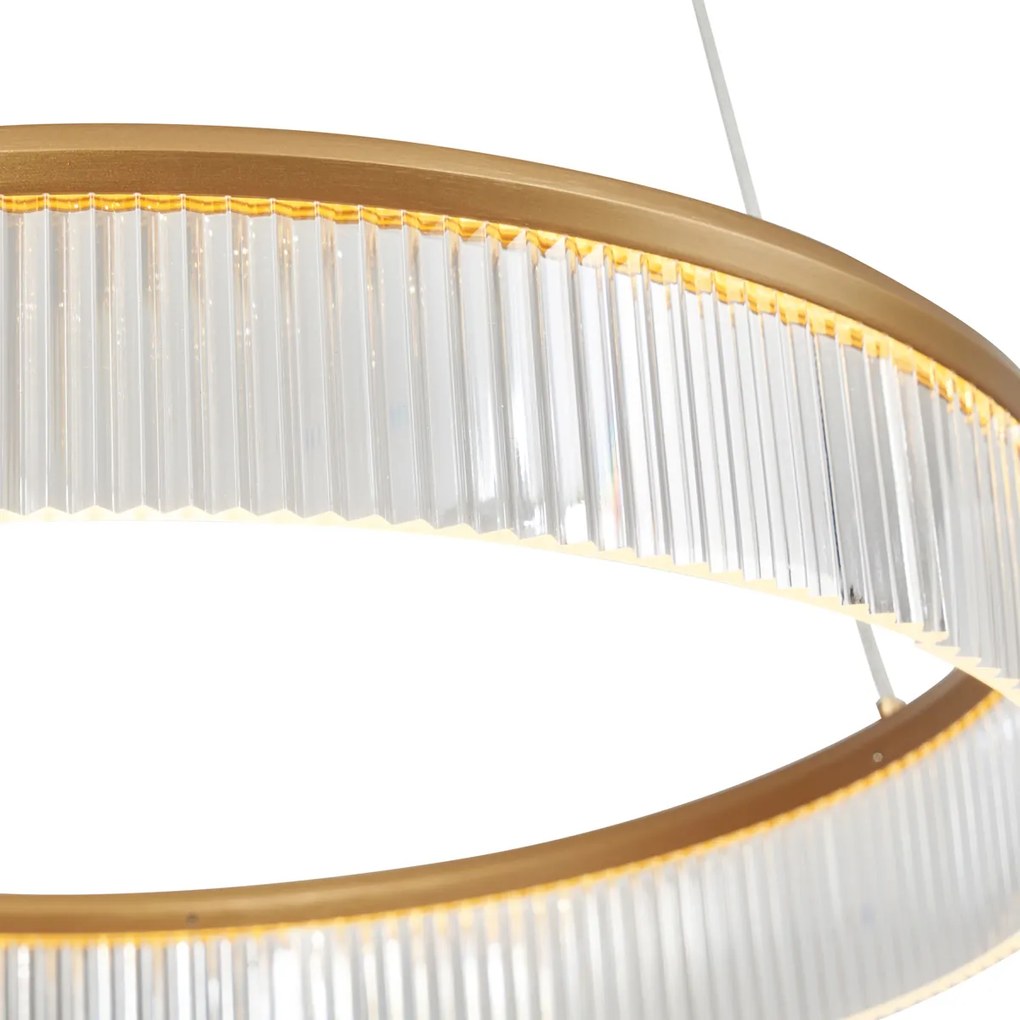 Moderne hanglamp messing 59cm incl. LED 3-staps dimbaar - Anello Chandelier Modern rond Binnenverlichting Lamp
