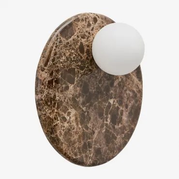 Conrad Wandlamp Ø30 Cm In Marmer Met Glazen Bol Bruin Marmer Emperador - Sklum