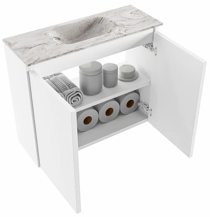 Mondiaz Ture DLux toiletmeubel 60cm talc met wastafel glace midden zonder kraangat