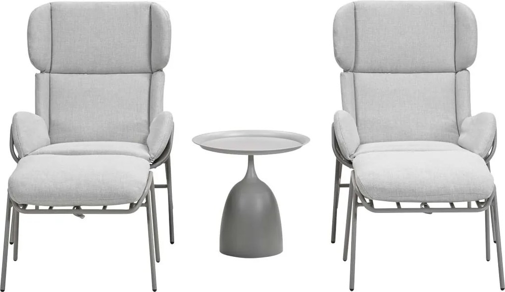Garden Impressions Fresno loungestoelen taupe - Mati bijzettafel Ø50x48 cm