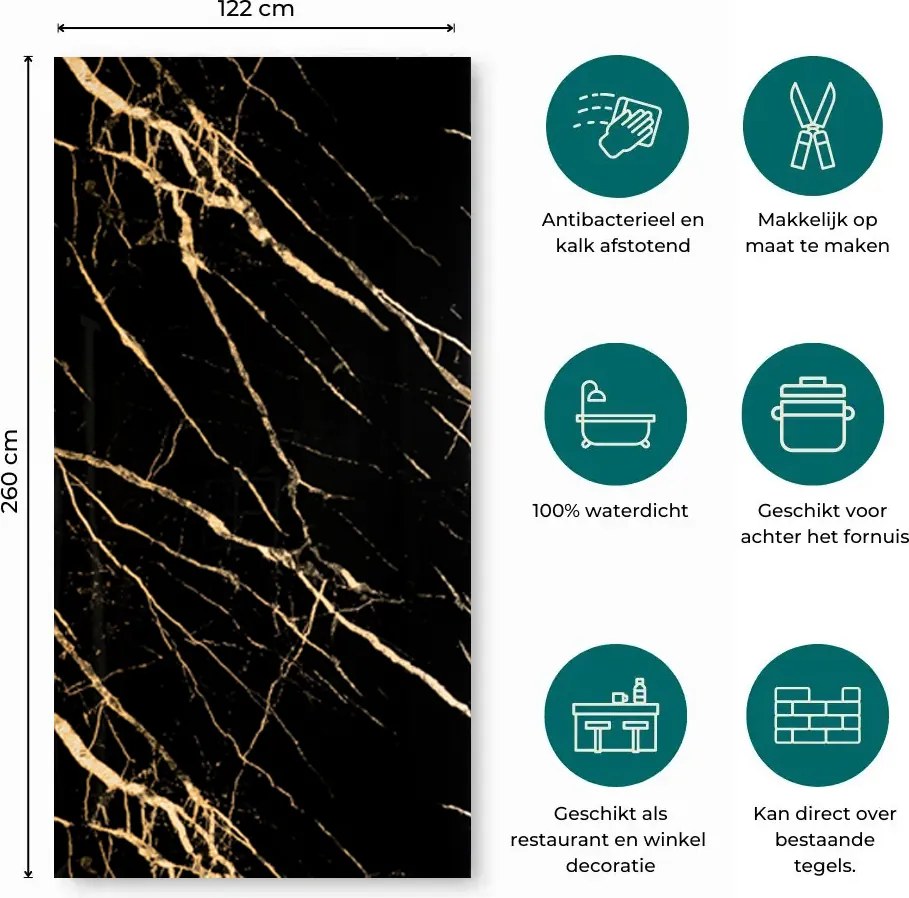 PVC Marmer Paneel Black Gold Glans 260x122x0,3cm