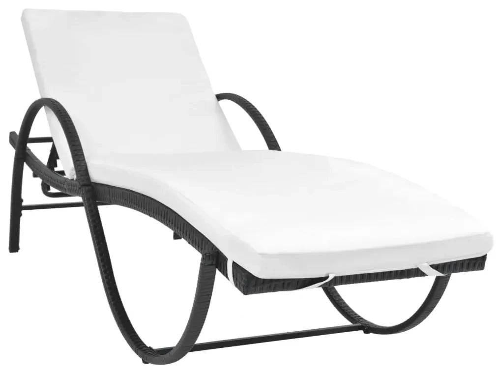 vidaXL Ligbedden 2 st met tafel poly rattan zwart