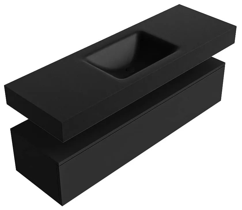 Zaro Alan badmeubel 140cm urban 1 lade met vrijhangende wastafel cloud midden zonder kraangat urban