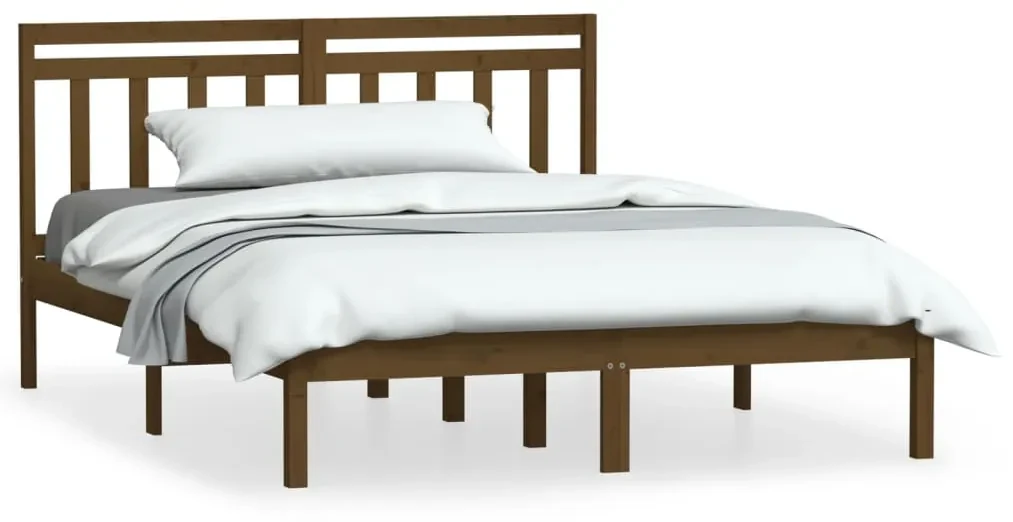 vidaXL Bedframe massief grenenhout honingbruin 140x190 cm